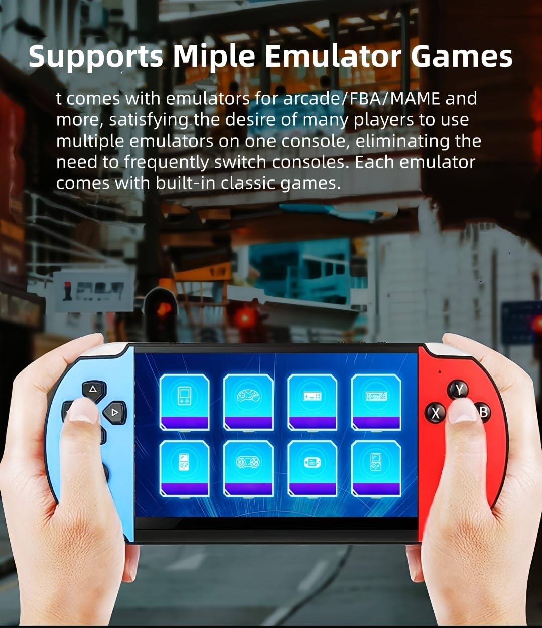 5,1 Pollici Console di Gioco Portatile Più Simulatori Retrò Video/Musica/E-book/Output TV Game Elettronico per il Tempo Libero Interno/Esterno/Viaggio Regalo di Compleanno/Vacanza