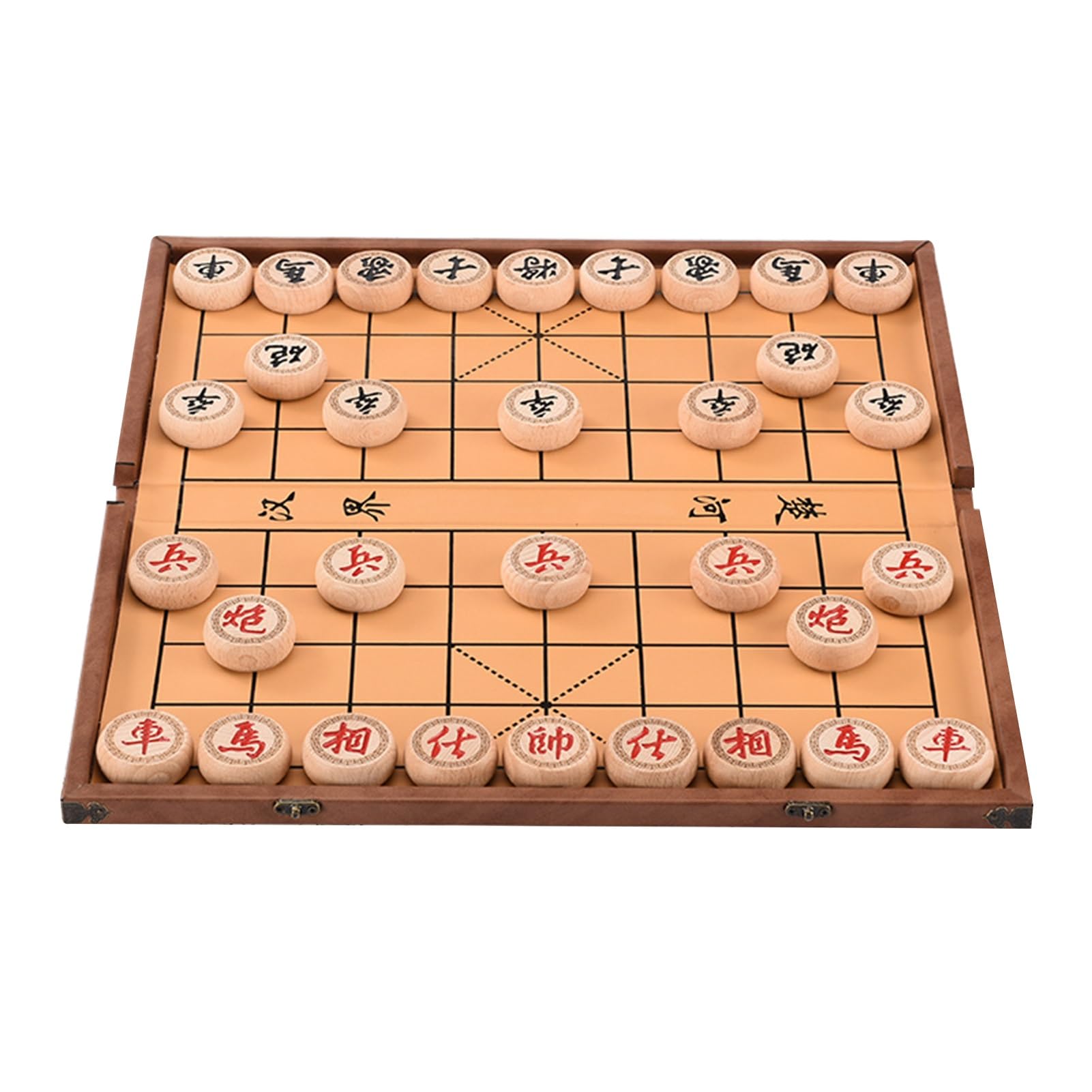 2 Spieler Chinesischen Schach Spiel Set Buchenholz Tragbare Xiangqi Mit Faltbare Bord Tischplatte Strategie Brettspiel(A,5.8cm/2.3in)