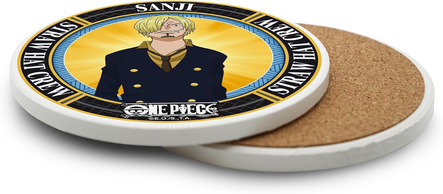 ABYSTYLE – One Piece – Sanji Ceramic Coaster – Official Product – Dimensions 10 x 10 cm – Non-Slip Base image 2