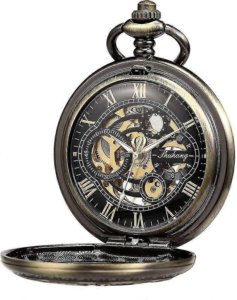 Orologio da taschino da uomo, analogico, al quarzo, con collana e catena