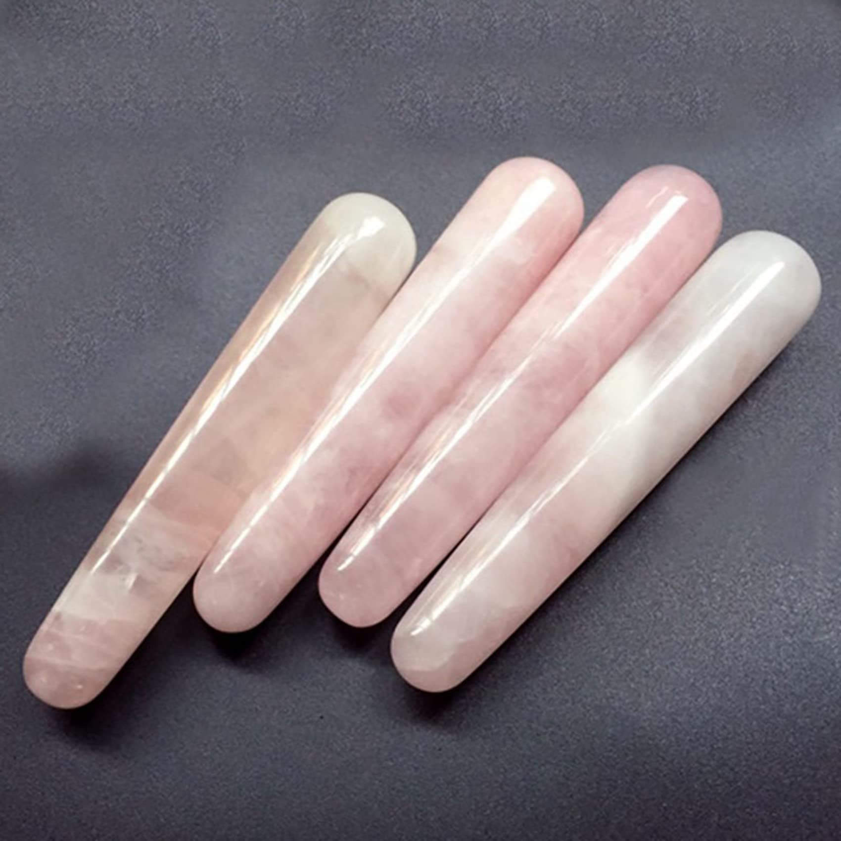 2 x naturalny kryształ kwarcu różanego Yoni magiczne różdżki kamienie szlachetne masaż