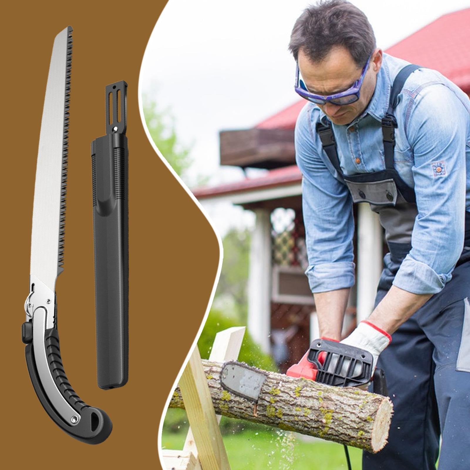 Sierra de mano para cortar árboles Sierra de mano robusta multiusos para | Herramienta de corte para madera Herramientas de carpintería para poda y tala, cortador de árboles versátil y