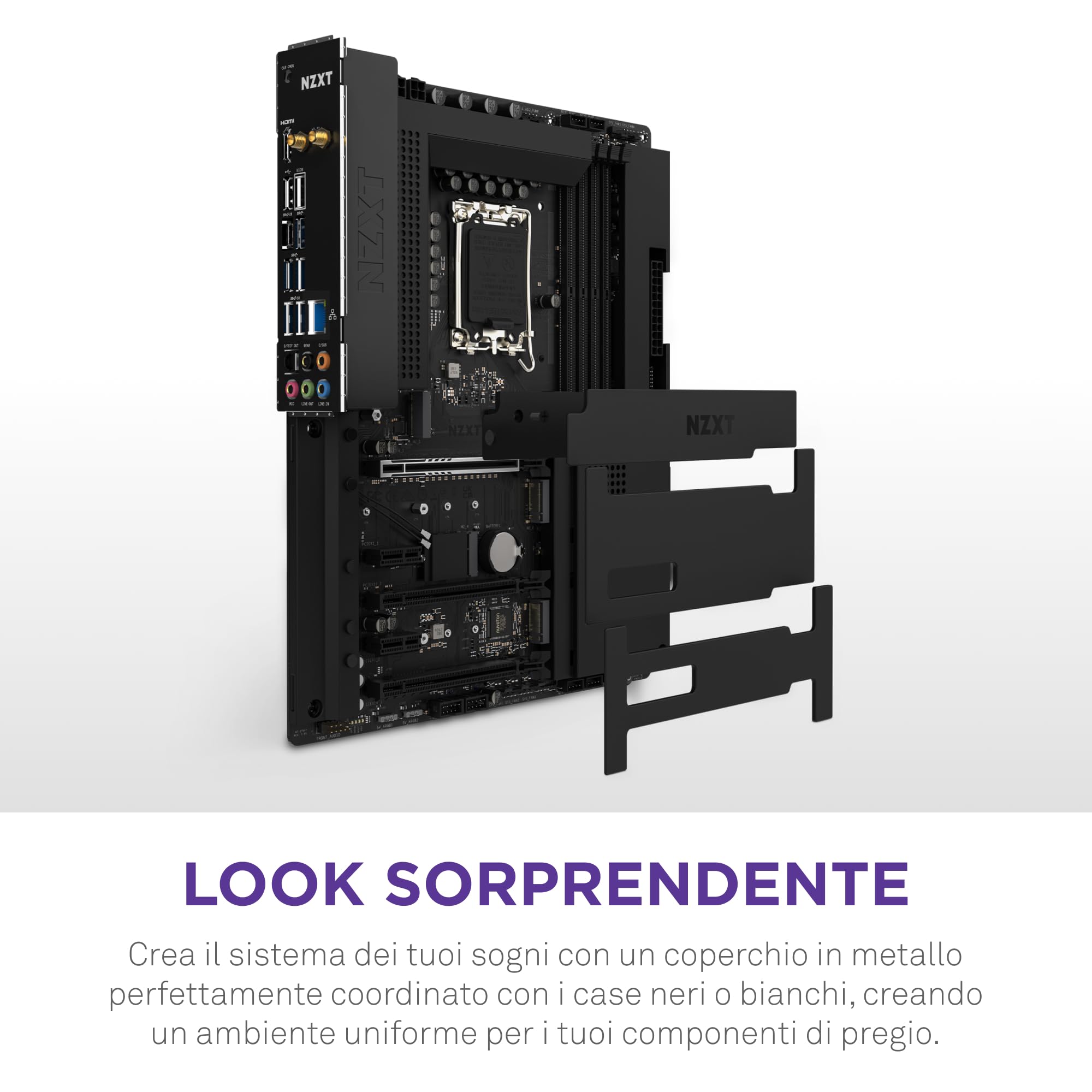 NZXT Scheda madre N7 Z790 - N7-Z79XT-W1 - chipset Intel Z790 (supporta CPU di 12a 13a e 14a generazione) - Scheda madre ATX Gaming - Schermo I/O integrato - connettività WiFi 6E - Bluetooth - Nero