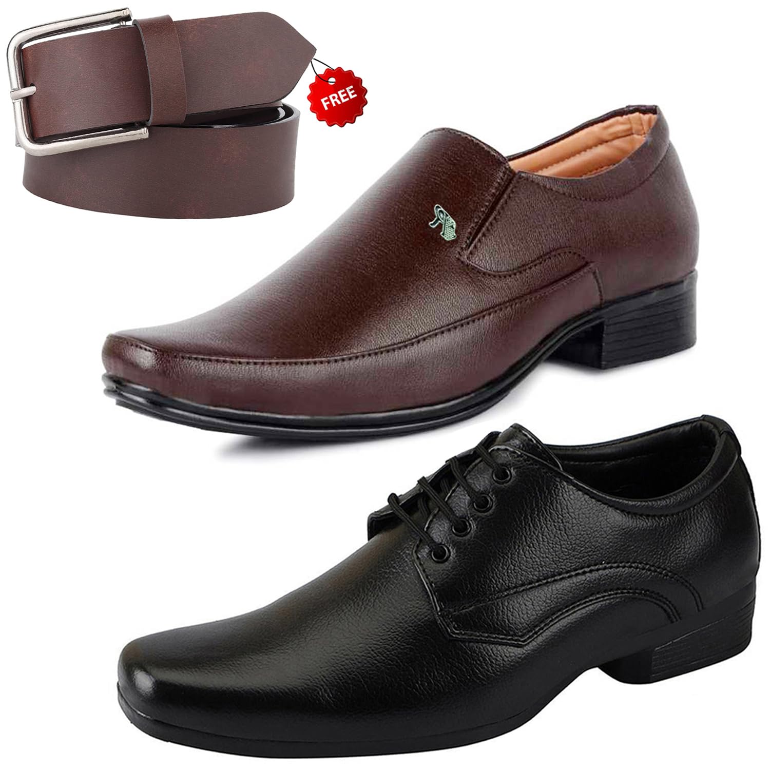 Attractive Formal Shoes/Party Shoes/ 2 Shoes Combo with Free Belt for Men and Boys -P2608-image-21