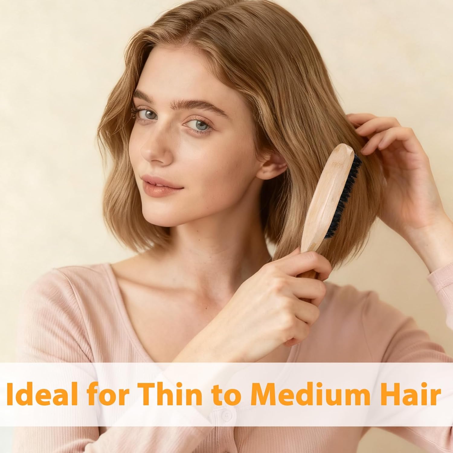 2 Pcs Slick Back Hair Brush Boar Bristle Hair Brush Create a Frizz-free Hairstyle for Thin & Fine Polish Slick Back Hair/Ponytail - Image 8