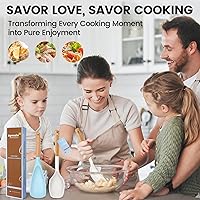 Vista 7 de Juego de cucharas de cocina de silicona grandes, 2 cucharas de servir resistentes al calor, cuchara de espátula antiadherente multifunción