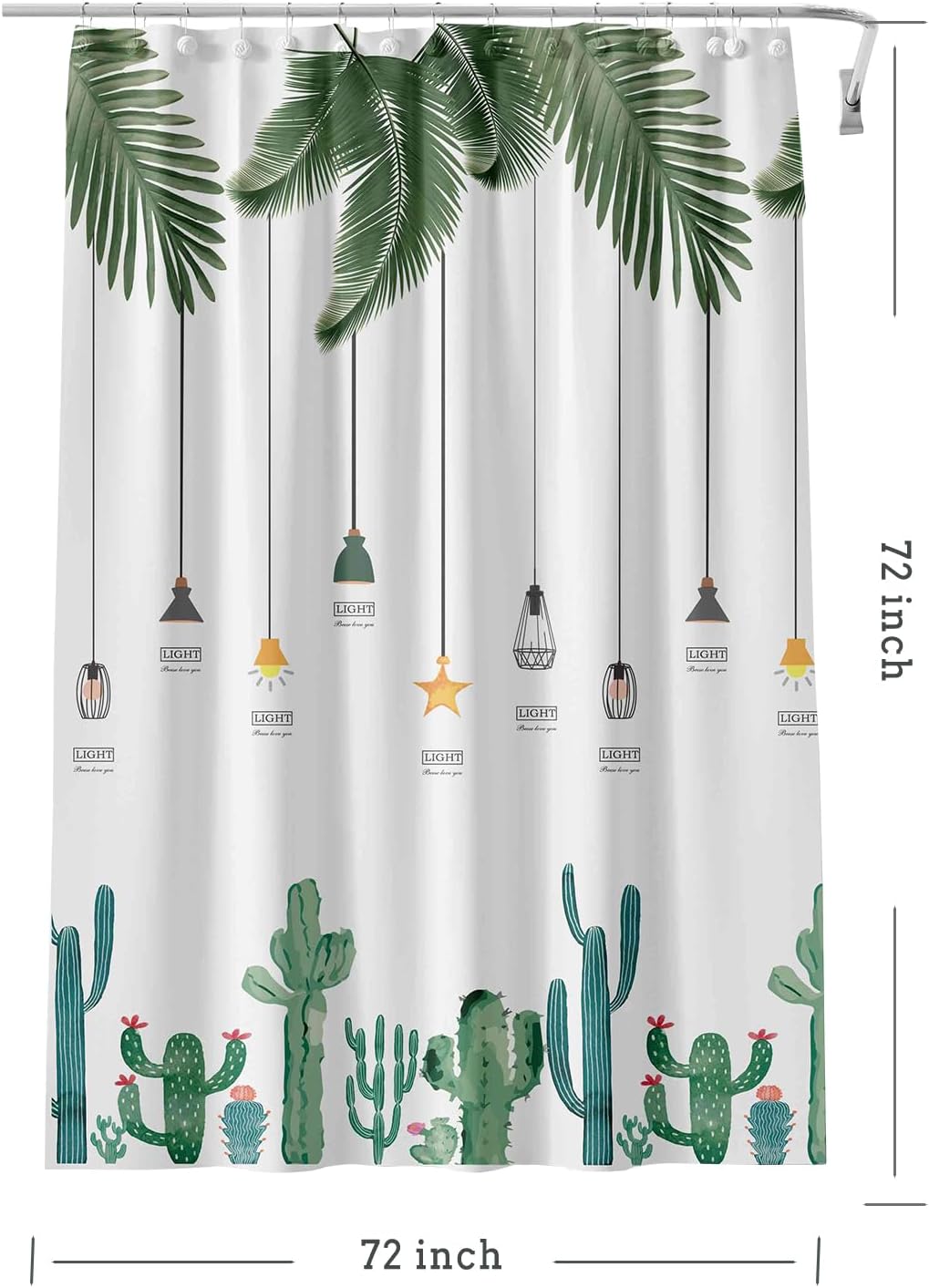 TIKABC Shower Curtain Liner, 4G PEVA Banana Leaves Shower Liner, Plastic Waterproof Shower Curtains, 72x72 inch with Grommet Holes 3 Magnetic Weights image 5