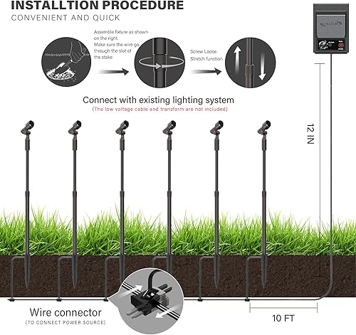 Miniatura 7 de Malibu - Lámpara de pared telescópica LED de bajo voltaje para exteriores, iluminación impermeable para entrada, patio, césped, inundación, jardín,