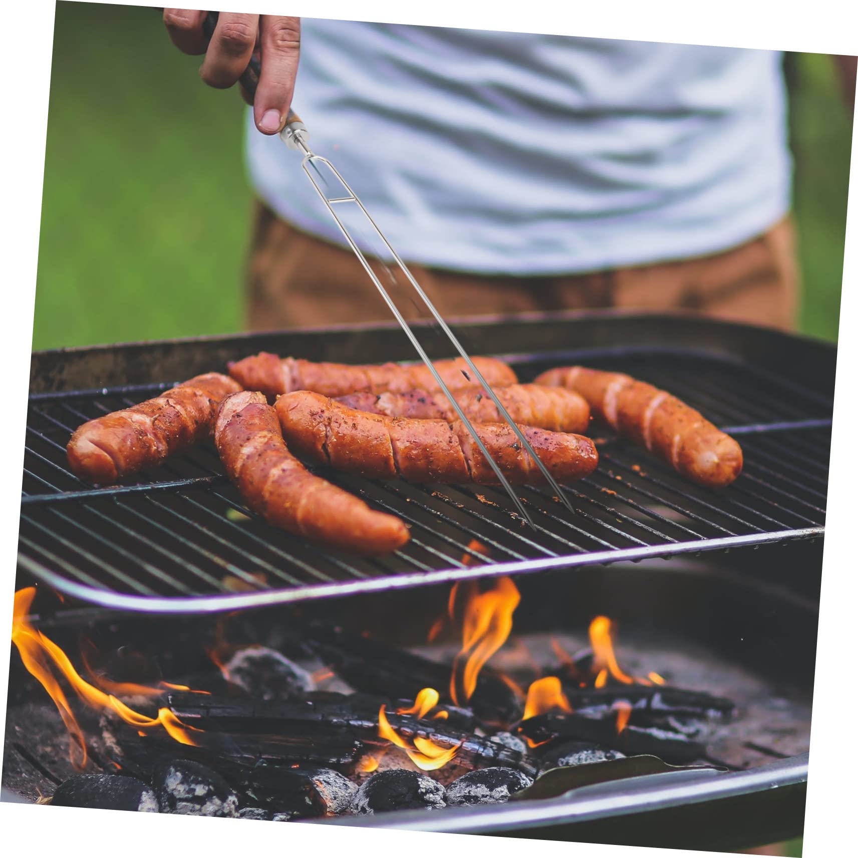 6 pezzi Spiedini da Bbq Inossidabile con Legno da Forchette per Arrostire con per Carne e Verdure Accessori Professionali per Barbecue Outdoor