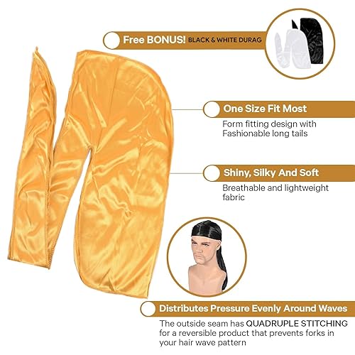 Miniatura 5 de Juego de cuidado del cabello ondulado 11 en 1, 3 durags, cepillo ondulado, cepillo de cerdas para barba, peine ondulado, botella rociadora, 2 tapas