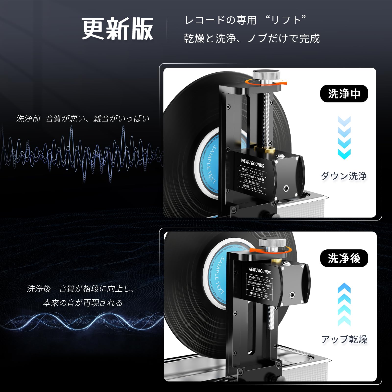 Amazon.co.jp: WEWU ROUNDS 超音波洗浄機 レコード クリーナー セット