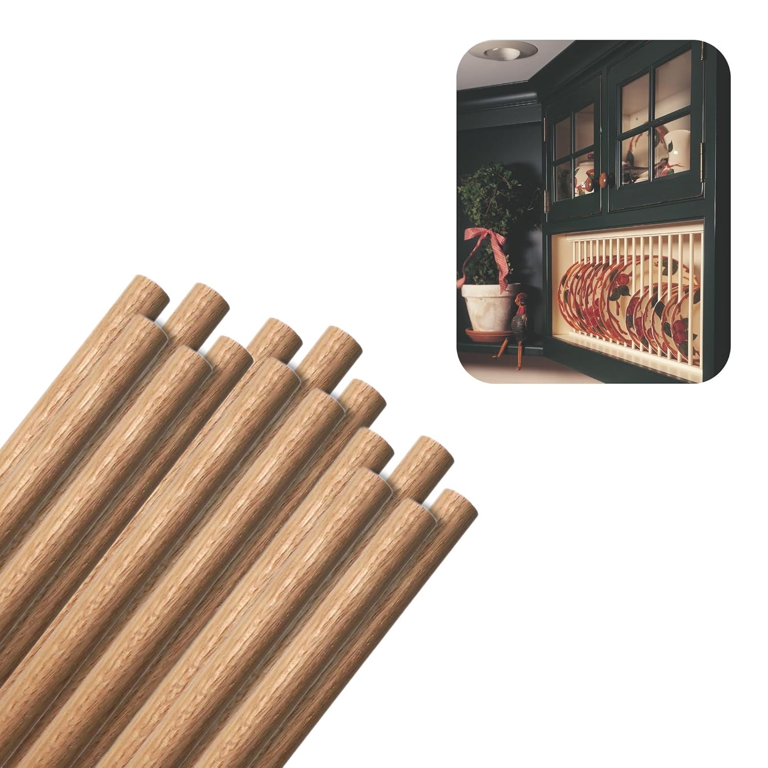 Hardwood Round Dowels (1/2" x 36", Pack of 20) | Variety of Diameters & Wood Species | Unfinished Wooden Dowel Rods for Crafts & DIY Home Projects | Curtain Rod, Macrame Supplies, Moulding, Flagpole