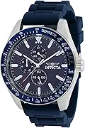 Invicta Men's Aviator 45mm Silicone Quartz Watch, Blue (Model: 38401)