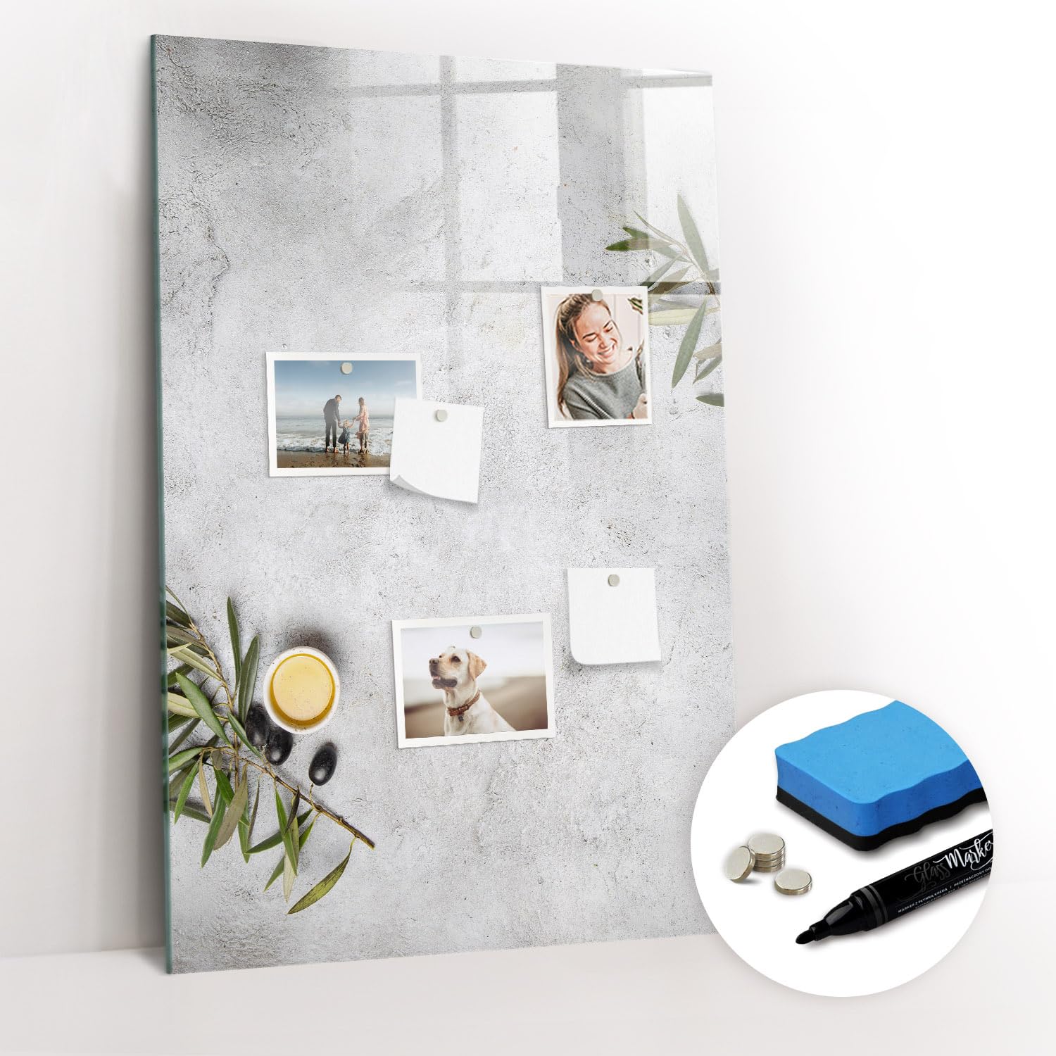 Lavagna Magnetica Elegante in Vetro | Kit Completo con Magneti Neodimio, Pennarello e Pulitore | Perfetta per Ufficio e Casa - 60x40 - Agenda settimanale per bambini