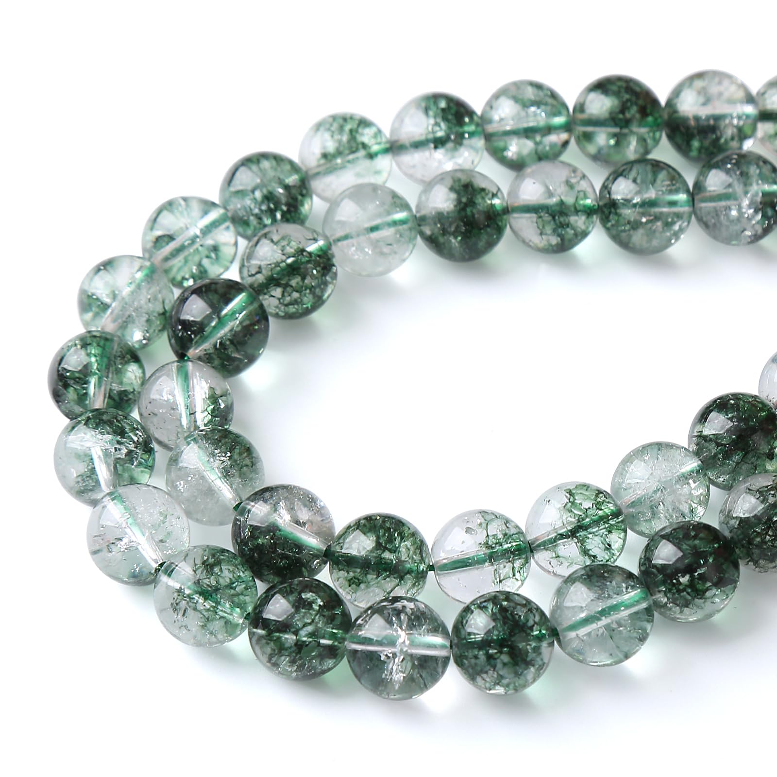 32pcs 12mm Dark Green Glass Beads Loose Beads Ghost Quartz Loose Beads for Jewelry Making DIY Bracelets โ image 1