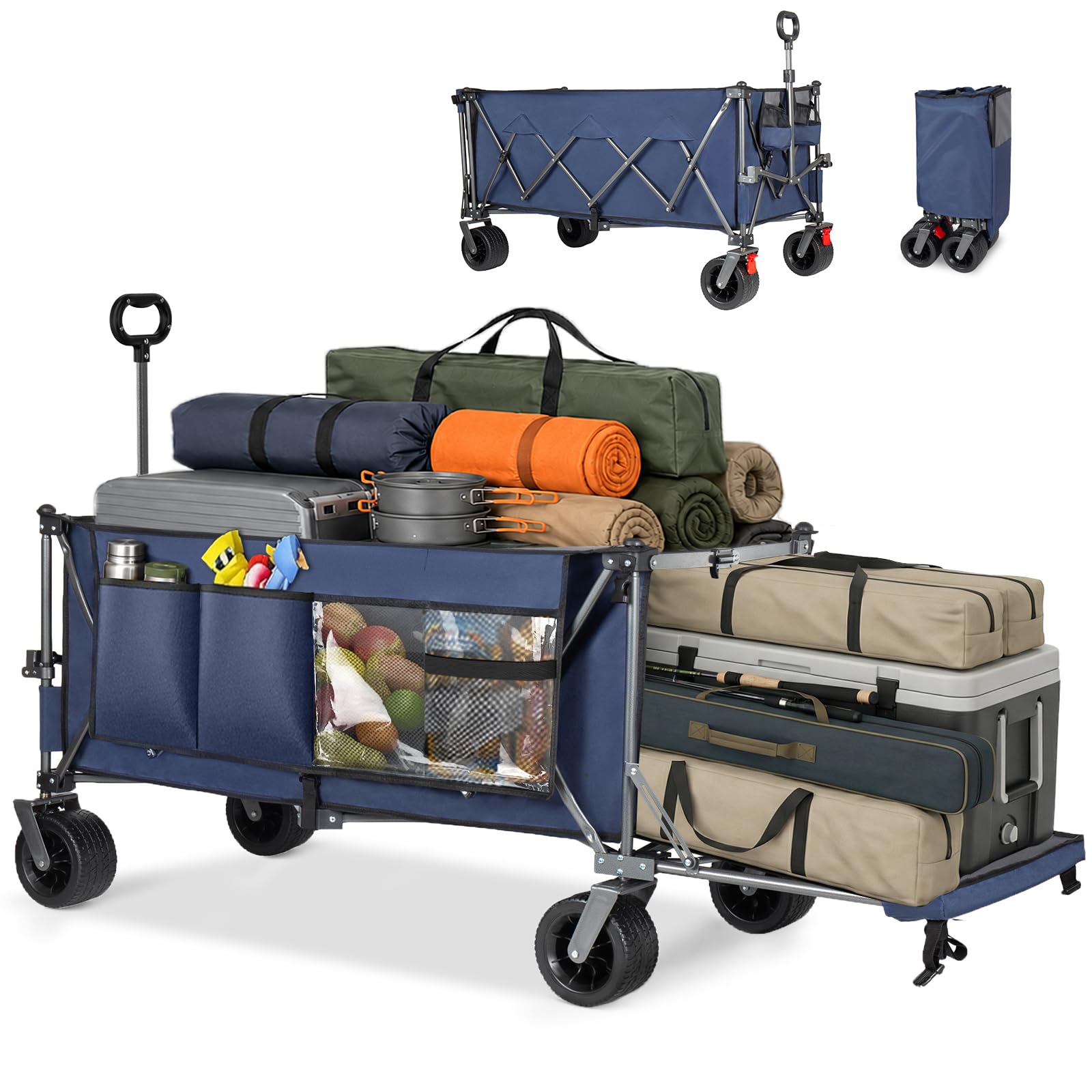 Generisch Carrello pieghevole da 300 + 120 l, blu, con portellone posteriore, per esterni