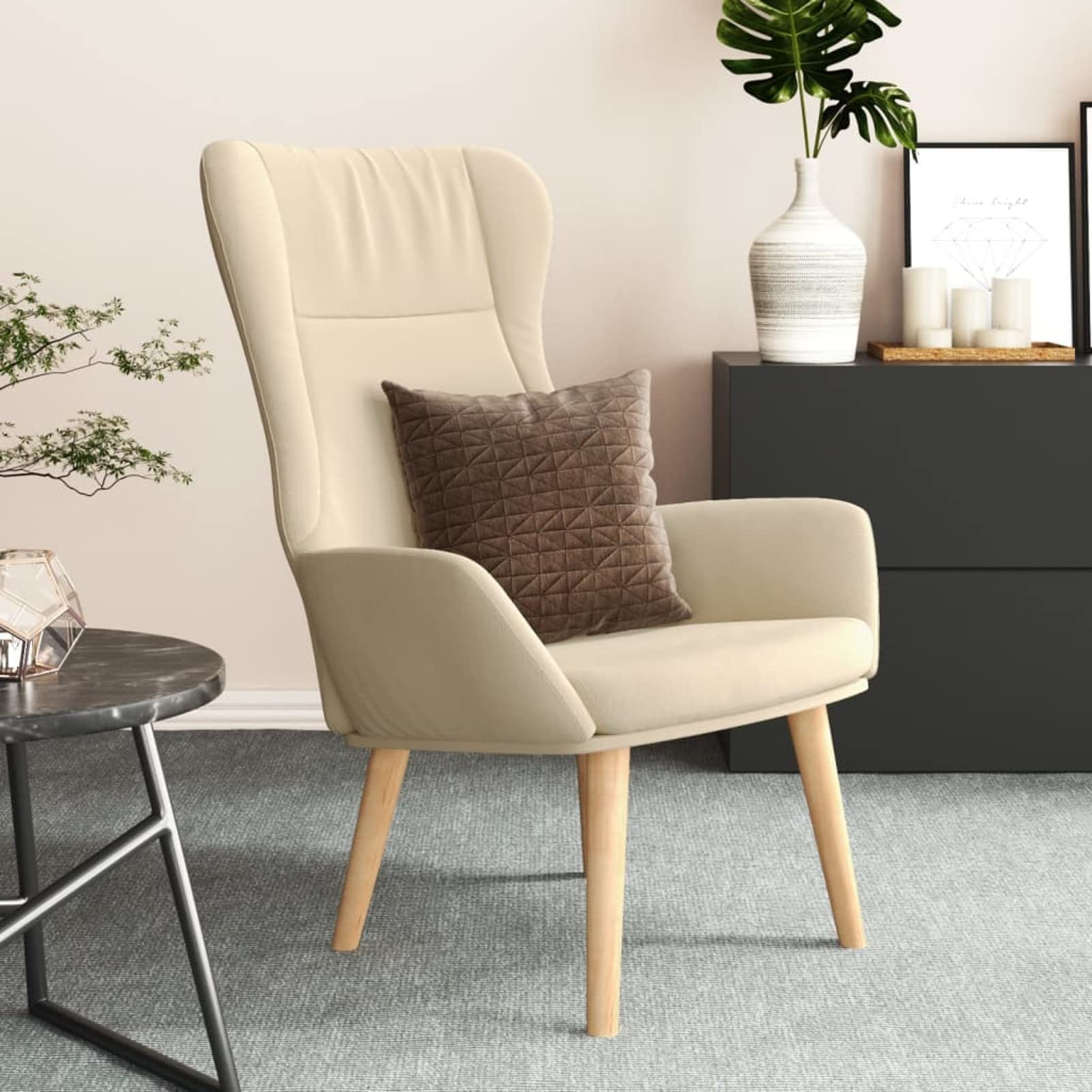 Chusui Fotel relaksacyjny, fotel, fotel z uchem, fotel do karmienia, fotele dla seniorów, fotele kinowe, fotel jednoosobowy, fotel wypoczynkowy, kremowa tkanina