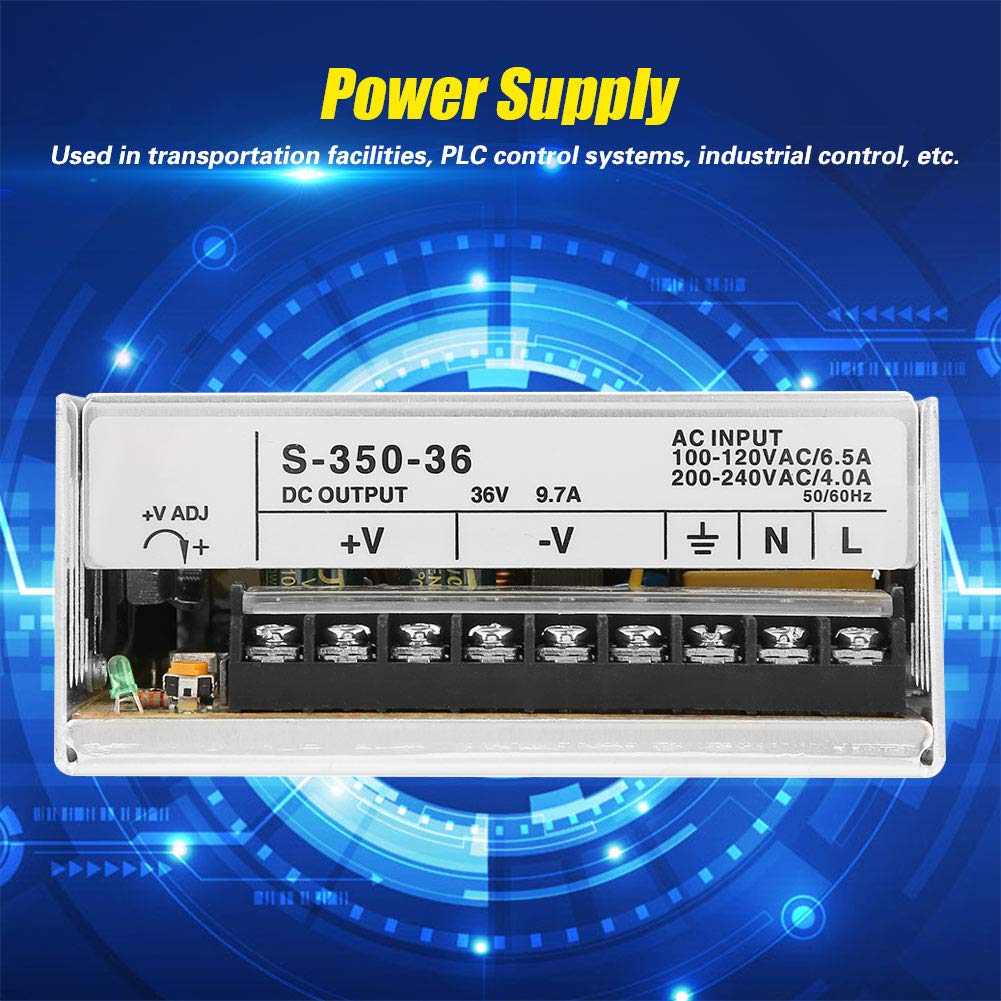 Jeanoko Alimentatore Switching, 36 V 350 W 10 A, Alta affidabilità, Compatto, con Protezione, per Sistemi di Controllo e Monitoraggio industriali.