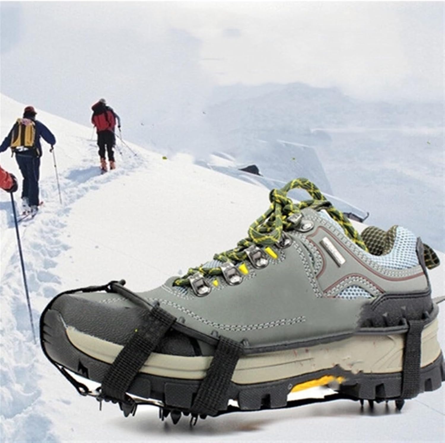 Ice Snow Grips,Ice Cleats 18 Tooth Outdoor Steel Crampons Anti-Skid Shoe Covers Snow Claws Hiking Fishing Shoes Nails Snow Mud Caught