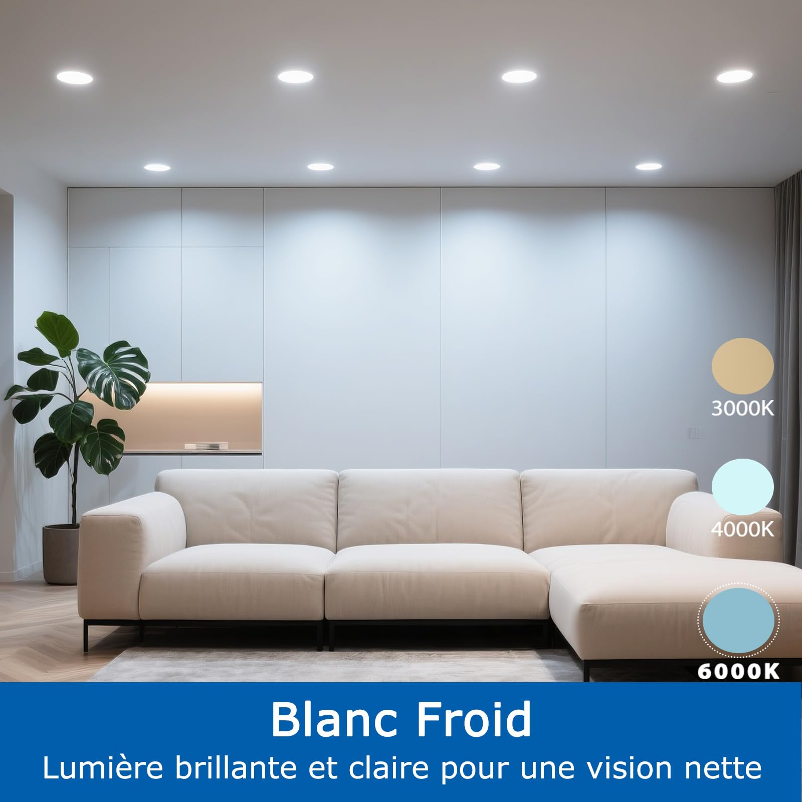 Spots LED Encastrable Salle de Bain 40 Pièces, Blanc Froid 6000K, IP44, 5W, 220V, Diamètre 90mm, Trou 68mm