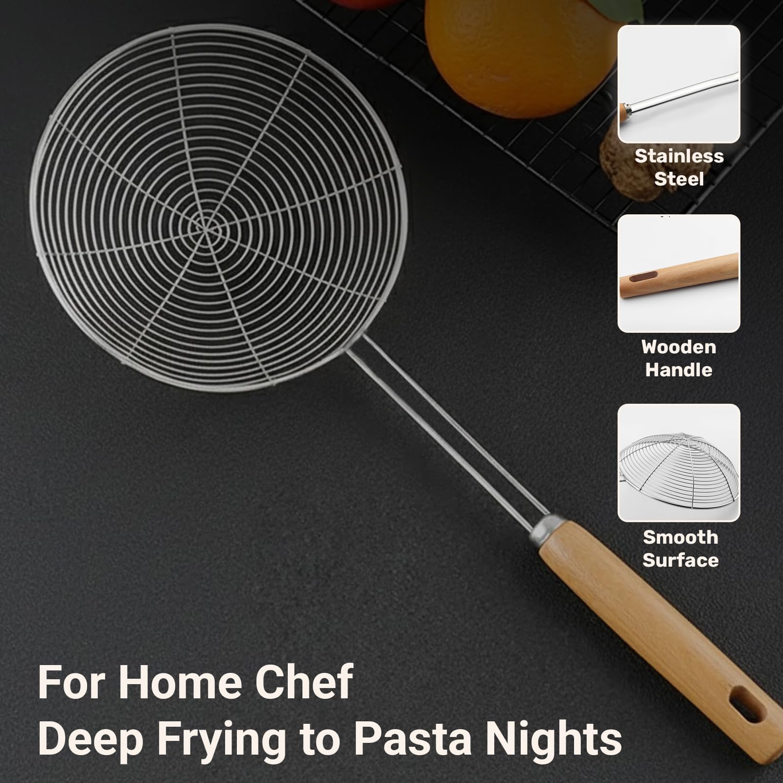 CUCCHIAIO SCHIUMATOIO IN Acciaio Inox Per Friggere E Cucinare-LH EUR 13 - 10