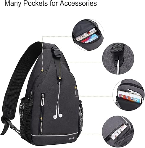 Miniatura 3 de MOSISO Mochila bandolera multiusos para viajes, senderismo, mochila cruzada de cuerda con bolsa de hebilla frontal y tira reflectante