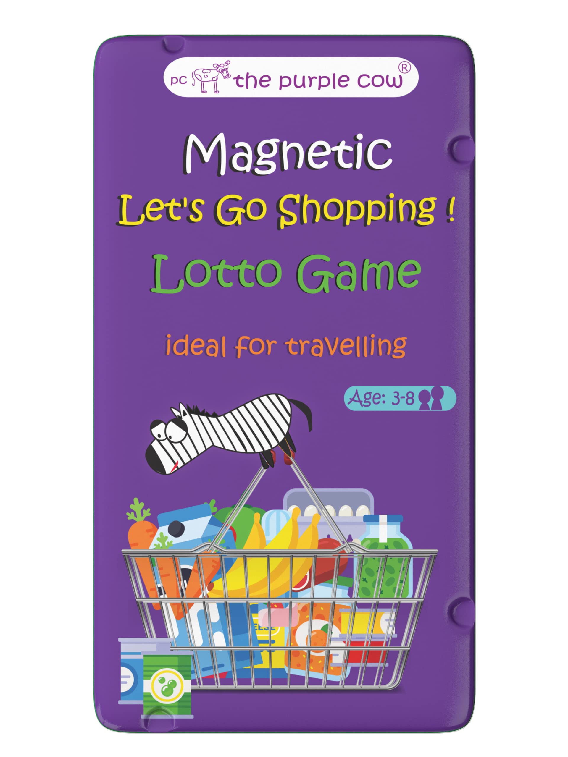 The Purple Cow- Let's Go Shopping Game- Magnetic Travel Game. Great for Travel and on-The-go. Lotto Game for Boys and Girl Ages 3+. Learning Activity.