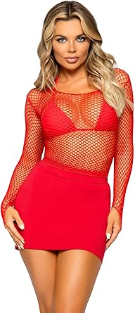 Leg Avenue womens Lycra Industrial Fishnet Long Sleeves T-shirt
