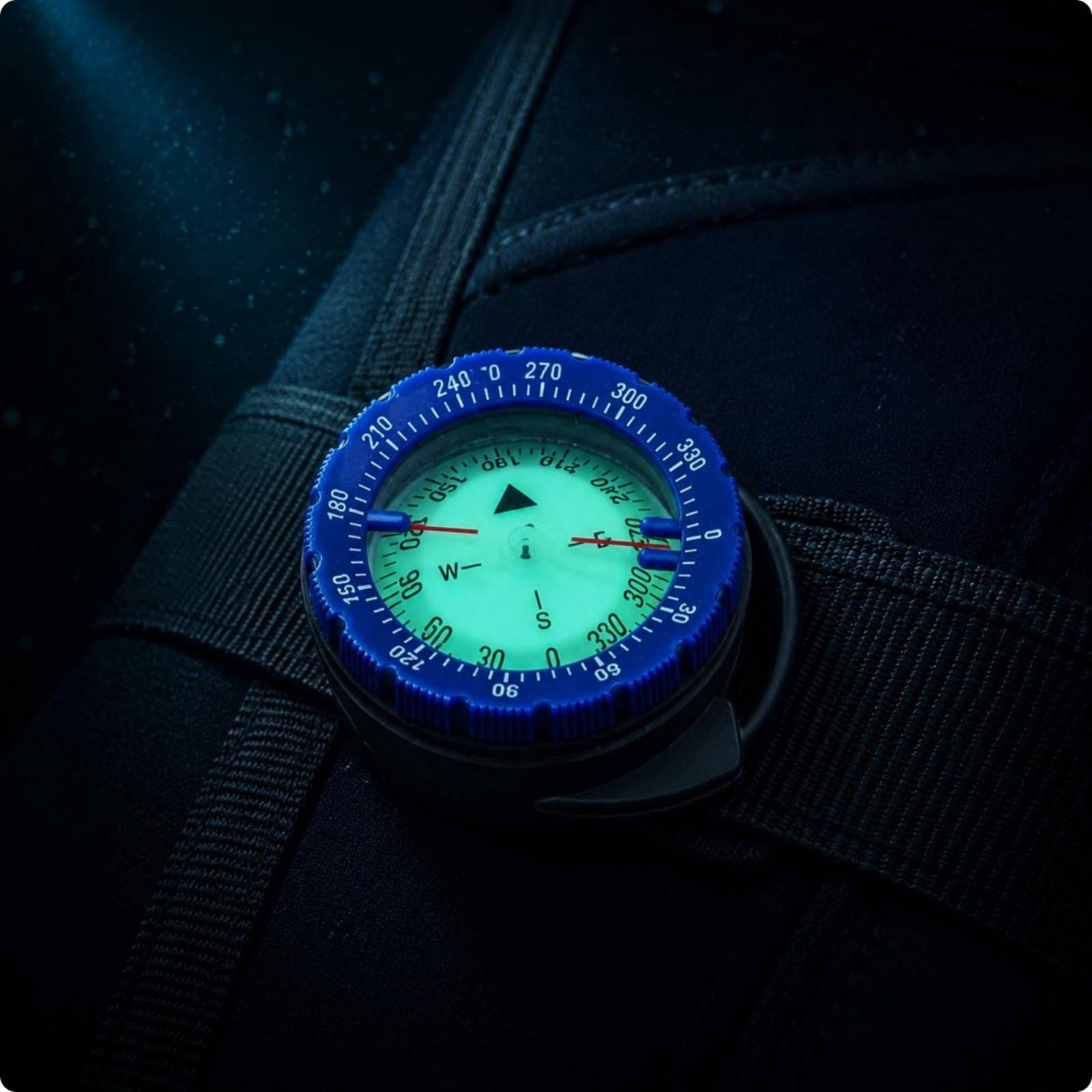 Boussole de Plongée Nautique sous-Marin Direction Navigation Liquide Boîtier Rotatif Orientation Précise Fixation Tuyau Lecture Immédiate Cadran Clair, Bleu