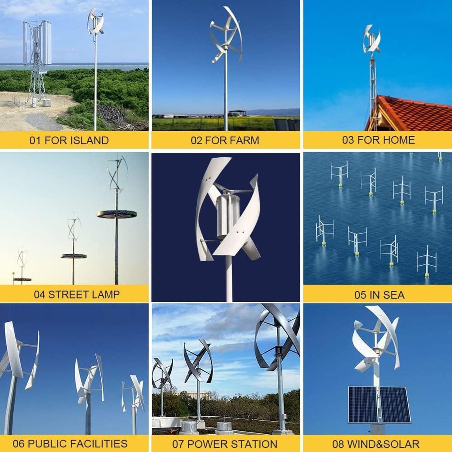 Aerogenerador de Eje Vertical de 3000 W, 6000 W, 9000 W, 12000 W y 15000 W, 220 V, 12 V, 24 V y 48 V, con levitación magnética y Controlador MPPT para alumbrado público doméstico 6000W-48V