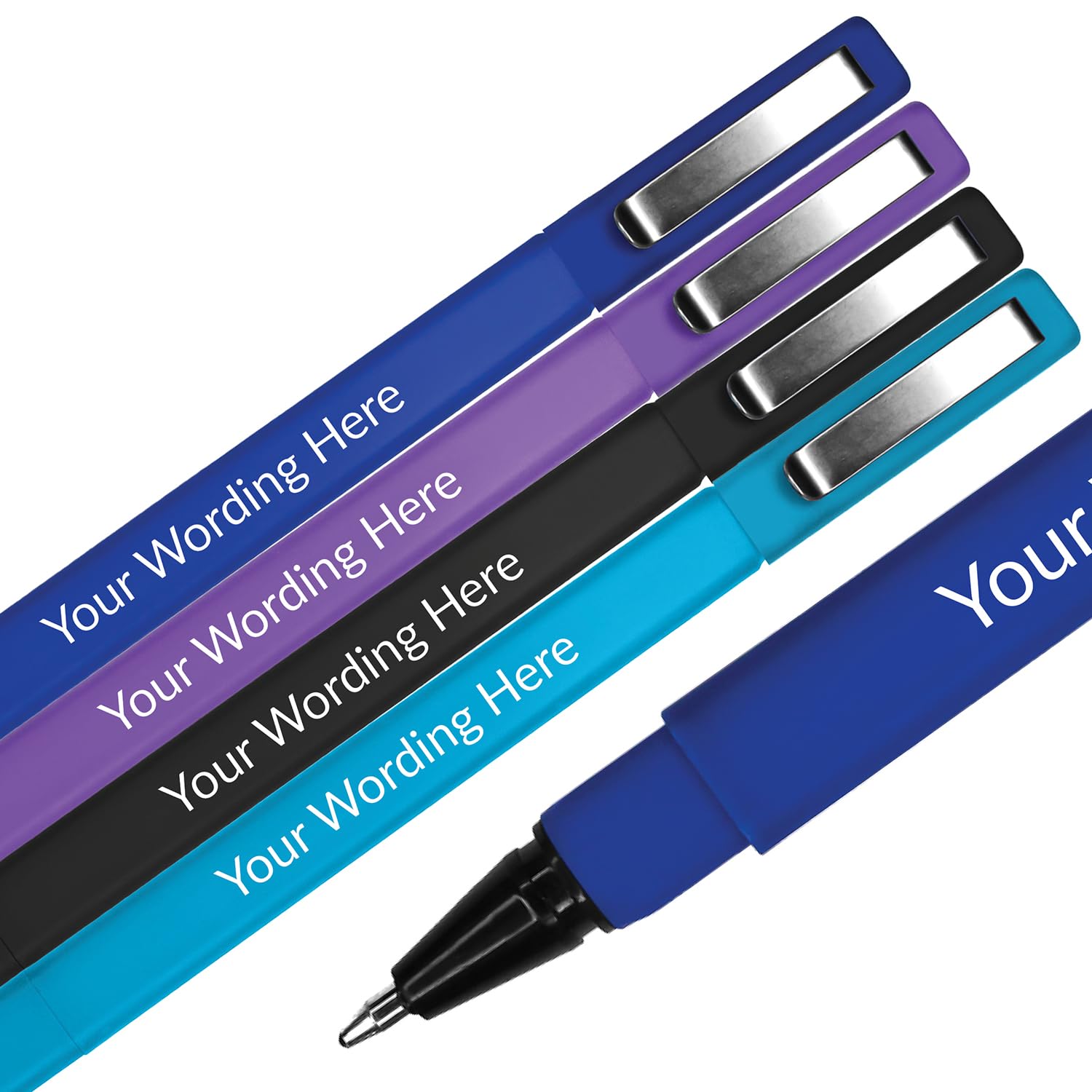 Personalised Customised Ballpoint Black Ink Pen Stationery Children Pupils Colleagues Teachers Gift Primary Teaching Services (4 Pens, Mixed Colours)