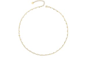 18k Delicate Geometric Paperclip Chain Necklace with Precise Details and Elegant Satellite...