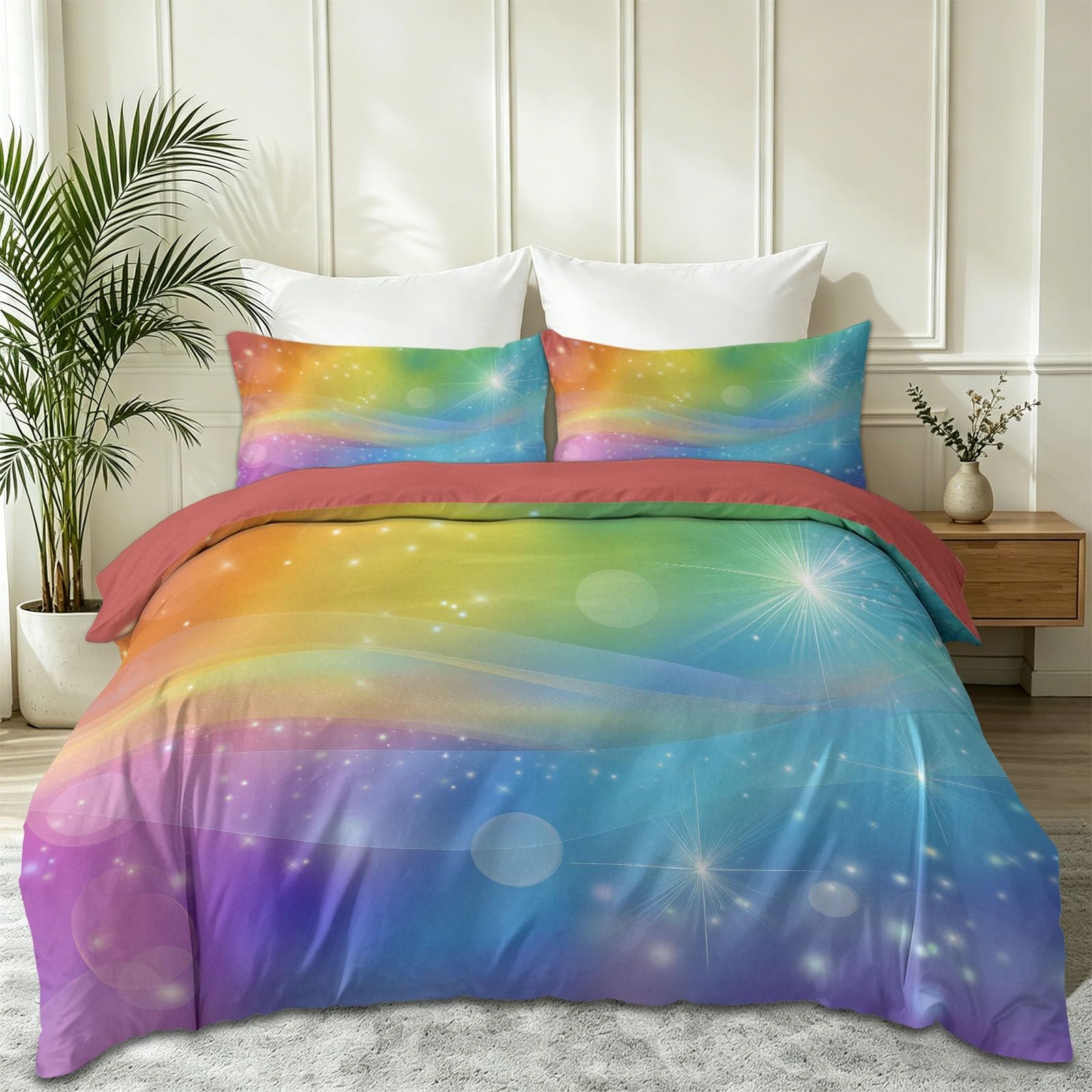 Biancheria da letto da sogno, 155 x 220 cm, colore blu, morbida e confortevole, in microfibra, con chiusura lampo, sfumatura di colore, con 2 federe da 80 x 80 cm