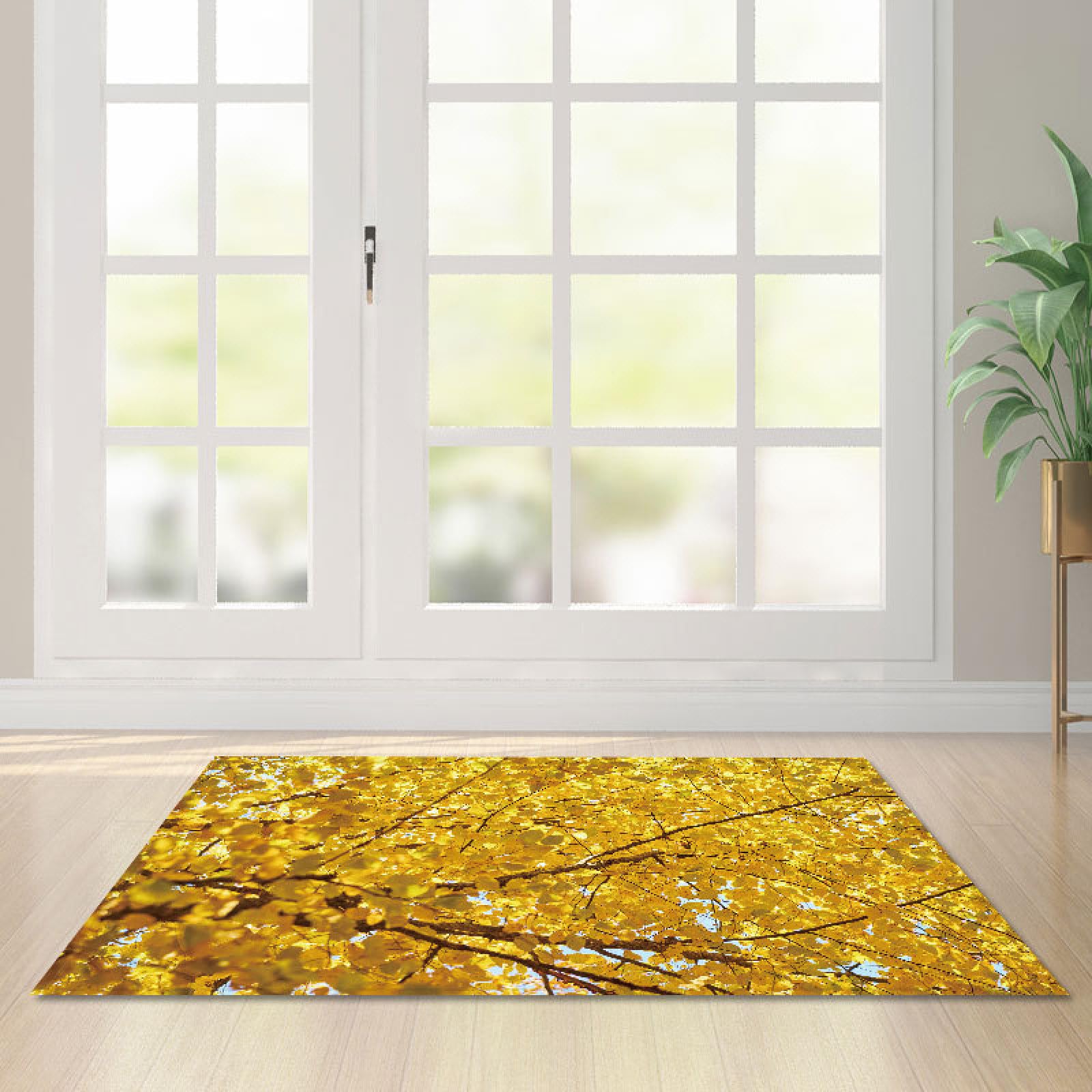 Felpudo Entrada Casa Hojas Marrones Alfombra Salon Lavable Alfombra Entrada Casa Exterior Poliéster Felpudo Exterior Lluvia Suave Alfombras de Habitacion Salon Antideslizante Tapete 100x150cm