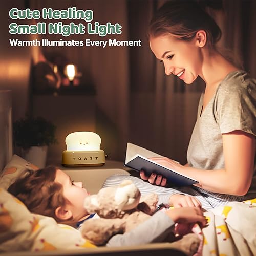 Miniatura 3 de Linda lámpara de tostadora, luz nocturna recargable con temporizador, lámpara de escritorio de pan tostado, luz LED regulable para pan para
