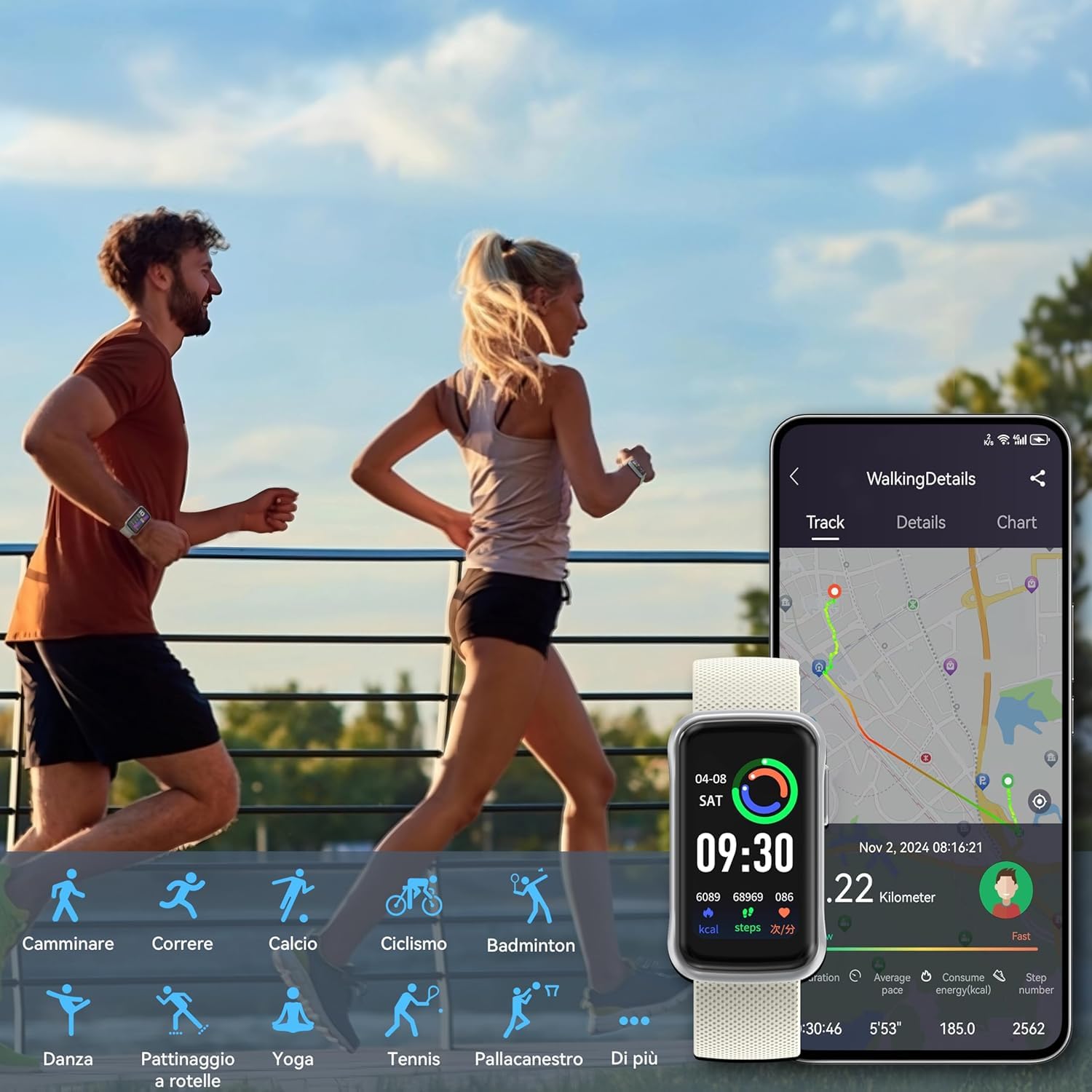 OUKITEL Orologio Smartwatch Donna Uomo, 1.47”HD, 24 Modalità Sportive Smartwatch con Sonno/ SpO2/ 24H Cardiofrequenzimetro, Impermeabile IP68 Fitness Tracker per Android iOS