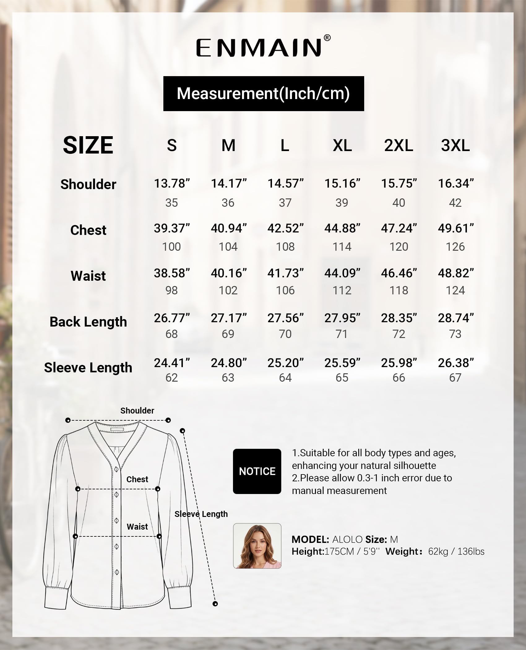 Enmain Camicia Donna Elegante Manica Lunga Camicetta Chiffon con Scollo a V Blusa Cerimonia Casual Ufficio con Bottoni