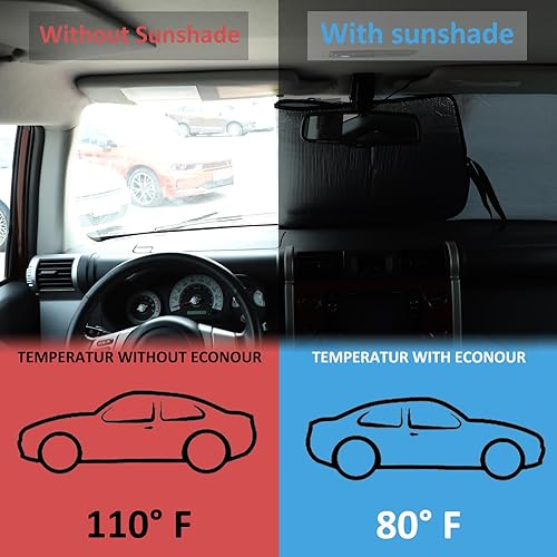 Miniatura 5 de Parasol para parabrisas delantero compatible con Toyota FJ Cruiser 2007-2021, parasol plegable reflectante para rayos UV y protección solar contra