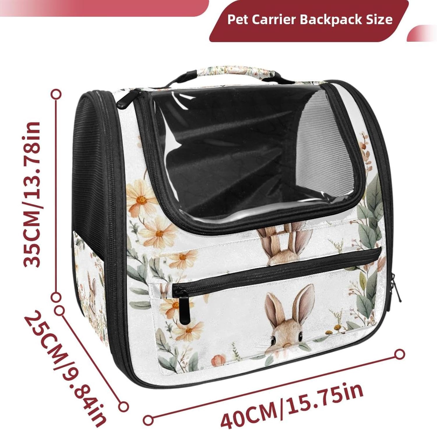 Cute Baby Animal Bunny Rabbit (2) Traveler Backpack Pet Carriers for Cats and Dogs