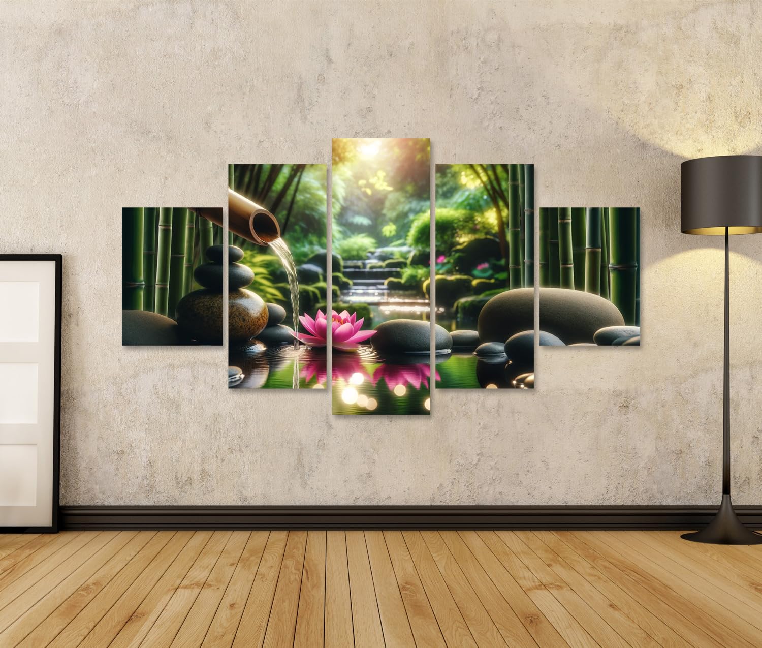 islandburner Prime Quadro su tela Giardino Zen, Cascata di bambù, soffio dolce, immagini da parete