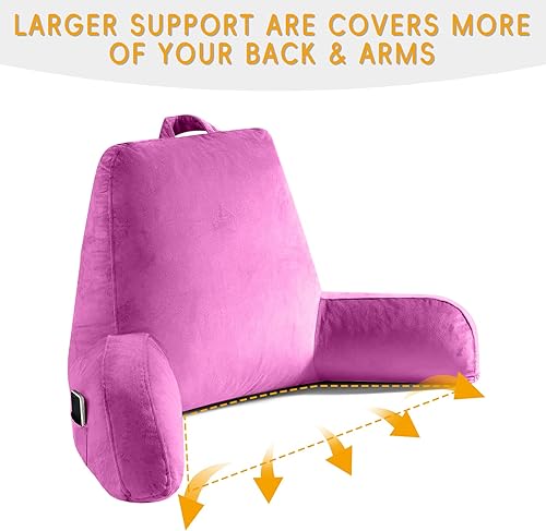 Miniatura 6 de Almohada de lectura para sentarse en la cama para adultos, almohada de lectura extra grande con espuma viscoelástica triturada, almohada de espalda