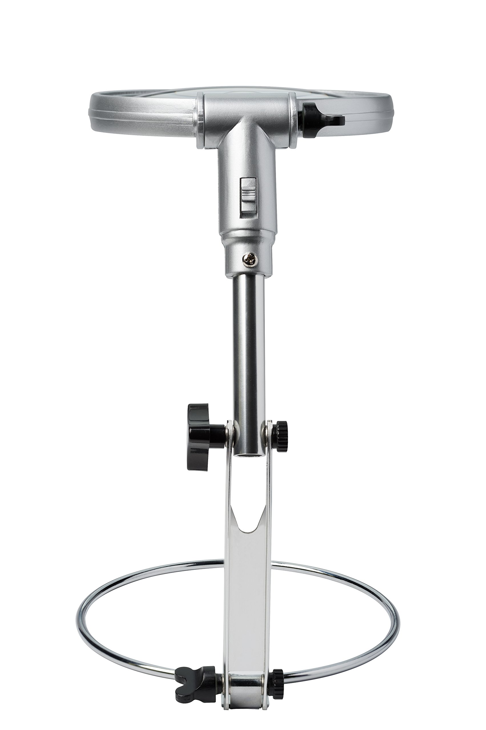 Loupe à Coudre/Tricoter BRESSER avec LED et diamètre de 120mm pour travaux manuels, 2X et 4X grossissement, Argent