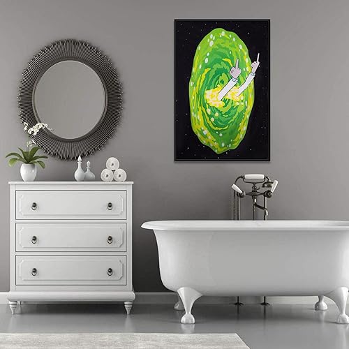 Miniatura 3 de Aovvhing - Póster de anime Morty impreso en lienzo para decoración de pared, póster de anime de Rick, decoración de pared para el hogar, habitación,
