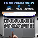 Auusda 15.6" Ordinateur portable argent PC, 8GB RAM 256GB SSD, Clavier rétroéclairé, Capteur d'empreintes digitales, USB 3,0*2, jusqu'à 8TB Stockage, gagner 11 Pro Compatible, 6000mAh, N5100 Quad-Core, idéal pour les bureaux légers & Clavier rétroéclairé, Capteur d'empreinte digitale, USB 3,0*2