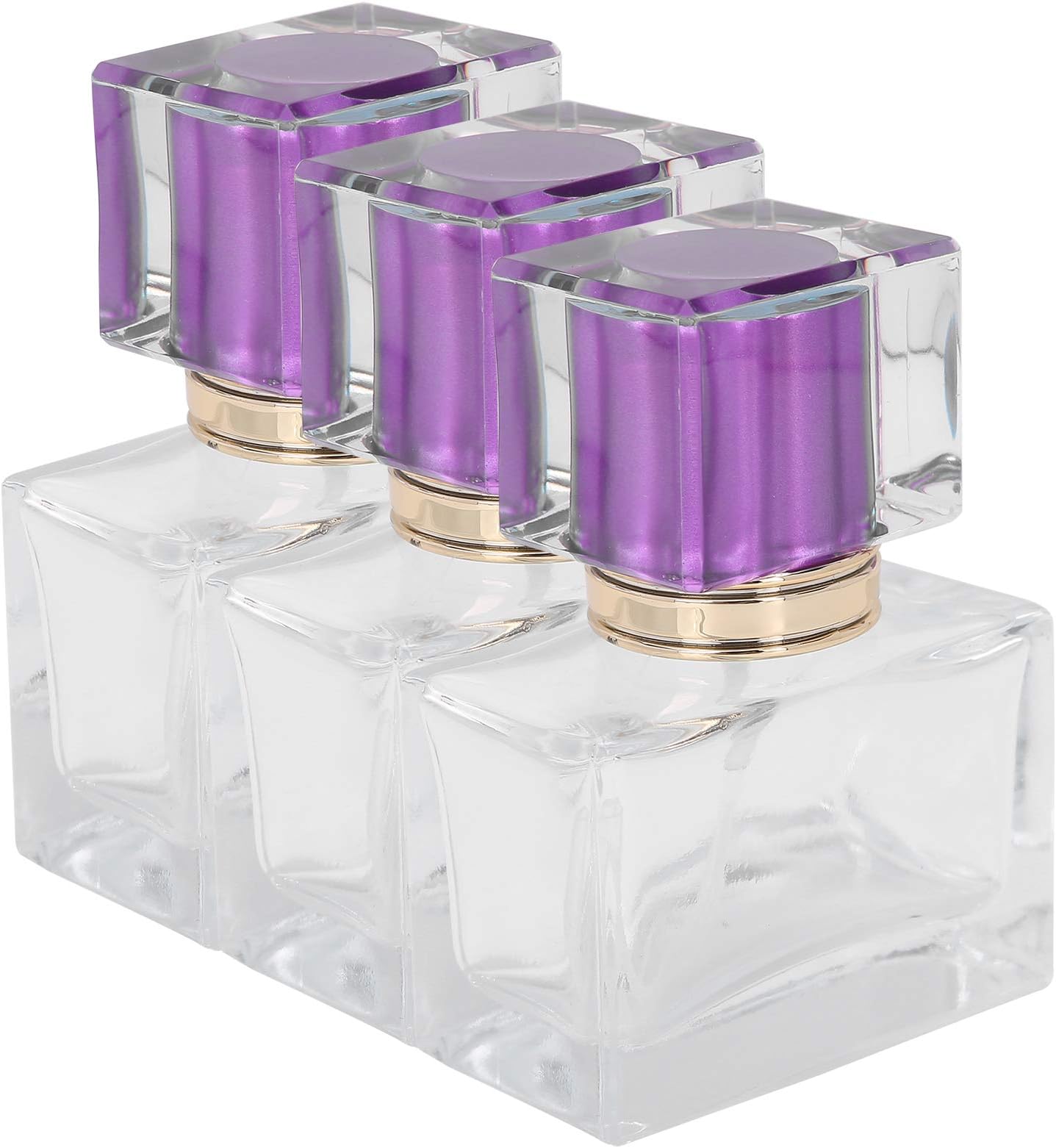 3Pcs Glass Perfume Bottle,Refillable Empty Perfume Bottle Cosmetic Perfume Atomizer Dispenser 30ml (Purple)