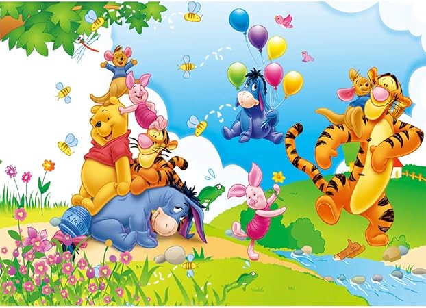 Amazon くまのプーさん 写真背景 7x5フィート 漫画春 屋外風景 ビニール背景 カラフルなバルーン ピンクの花 写真背景 誕生日 子供用 カスタムベビーシャワー 写真小道具 バックペーパー 背景布 通販