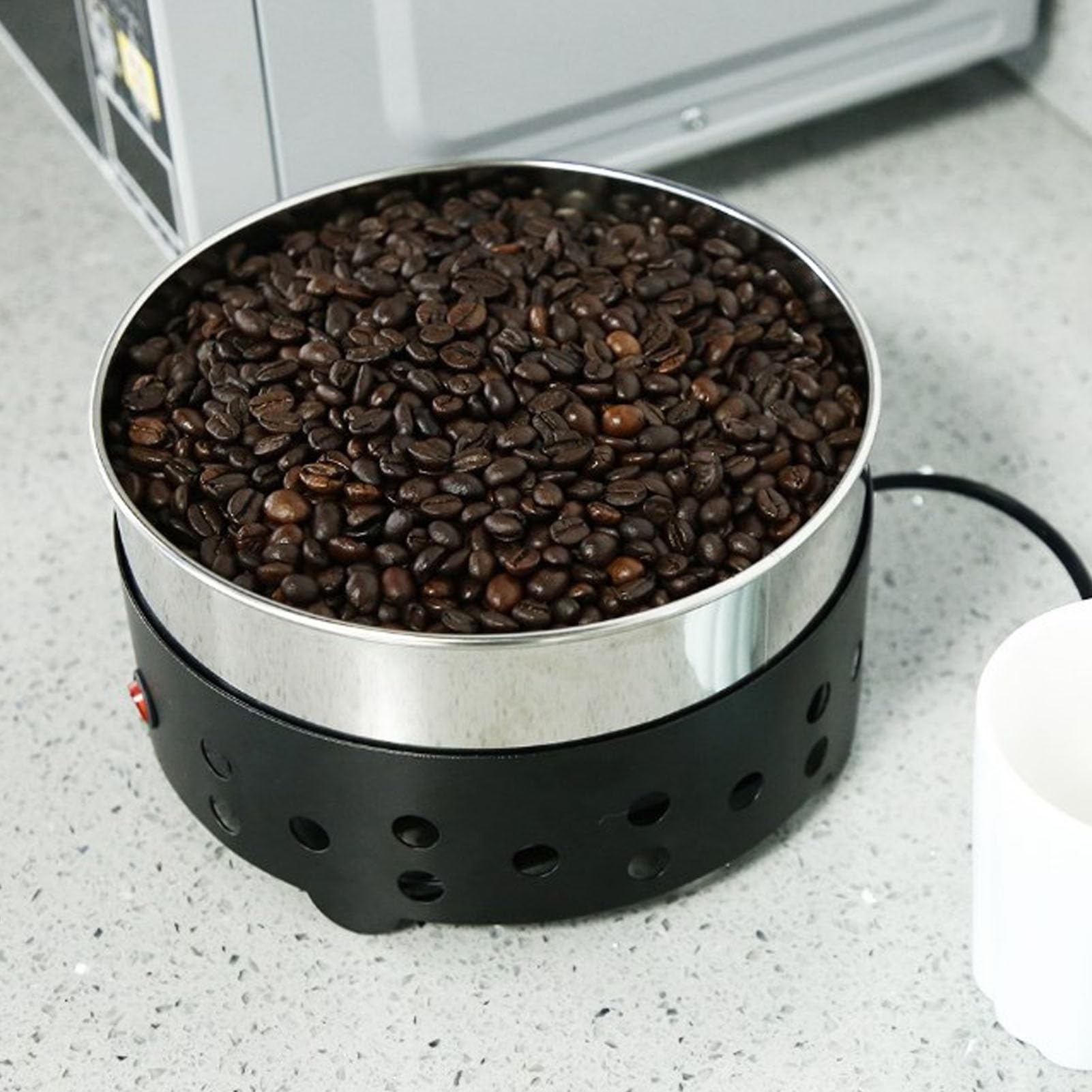 Enfriador de granos de café eléctrico, máquina de enfriamiento de tostado de acero inoxidable, orificio de tamiz de 5mm para tostar café en casa