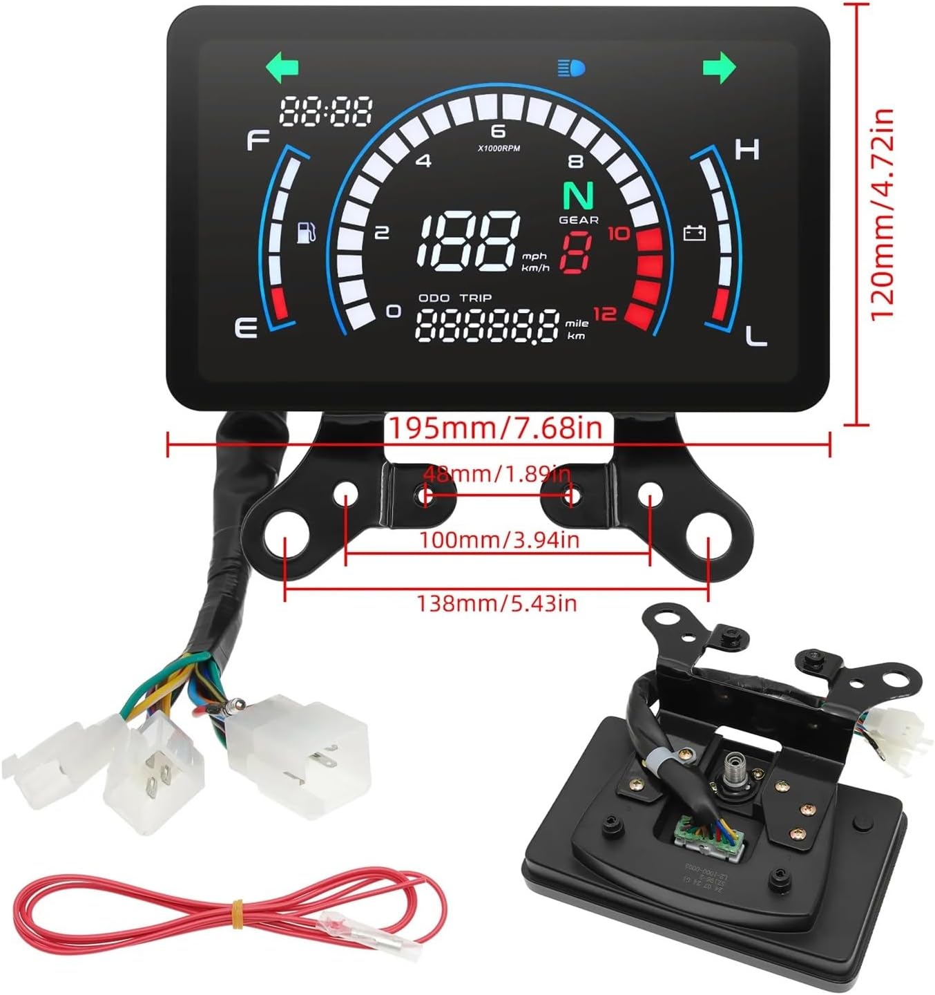 Motorcycle Odometer Speedometer Motorcycle Accessories Digital Tachometer Instrument Dashboard Motorbike Odometer Gauge for Custom EX5 Dream/EX5 Ipowed