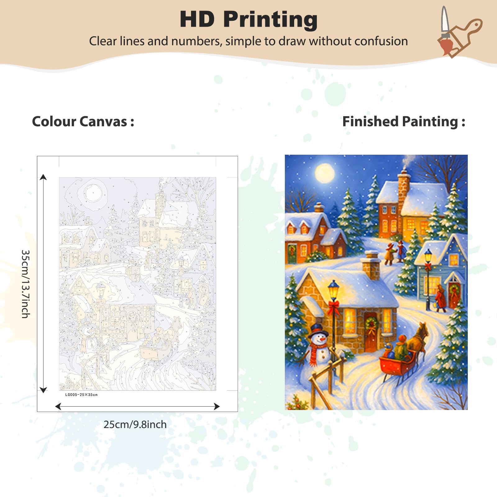 MEIYUDA Christmas DIY Paint by Numbers for Adults Gnome, Paint by Numbers Kits Christmas, Arts and Crafts for Beginner Drawing Paintwork Wall Art