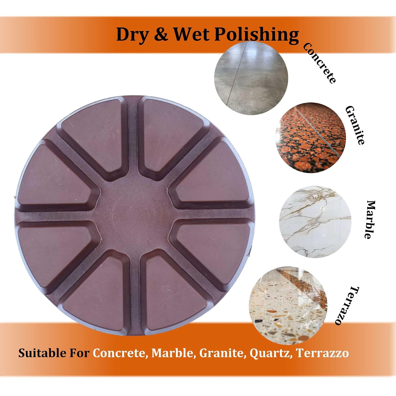 3 inch Copper Hybrid Puck for Concrete Floor Grinding and Polishing, Set of 3 Grit 50, 3 Inch Copper Diamond Grinder Pad for Concrete Floor